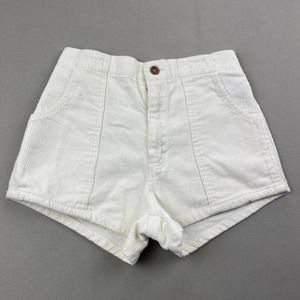 Vintage Corduroy Shorts Womens 0 Cream 25" Waist Stretch 2" Inseam Outdoors 80s